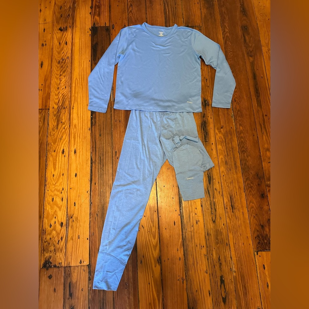 Patagonia powder blue capeline base layer set size medium
